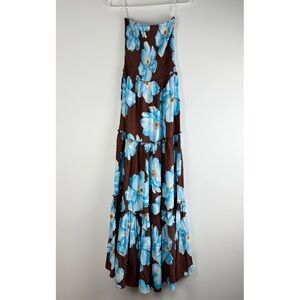 Abel the Label Anthropologie Floral Brown and Blue Maxi Dress NWT Size S- Resort